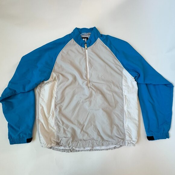 Footjoy Mens L Pullover Lightweight Jacket 1/2 Zip Blue Gray White Windbreaker - Picture 1 of 10